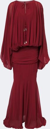 De La Vali Eulalia gathered chiffon maxi dress