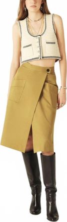 BA&SH Bastien Wrap-Over Midi Skirt In Olive