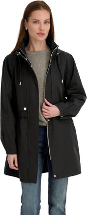 Elie Tahari Womens Diana Softshell Anorak Water-Resistant Lightweight Jacket w/Detachable Hood