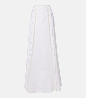 Valentino Lace-trimmed linen maxi skirt