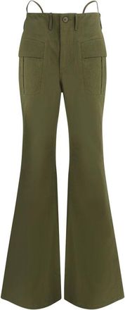R13 Green Cotton Flared Pants