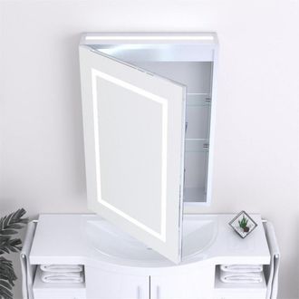 Clifton 70cm Tall LED (Rectangle) Bathroom Mirror Cabinet in Natural