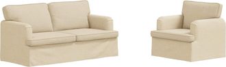 vidaXL Juego De Sof&aacute; 2 Uds. Crema Tela Vidaxl