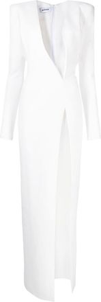 M&ocirc;not asymmetric V-neck gown - women - Polyester/Polyester - 38 - White