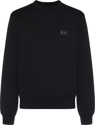 Dolce & Gabbana Cotton Sweatshirt With Logo Plaque