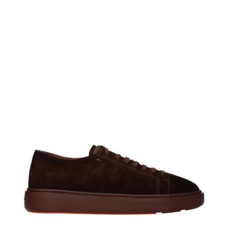 Santoni Mens Suede Brown Sneakers