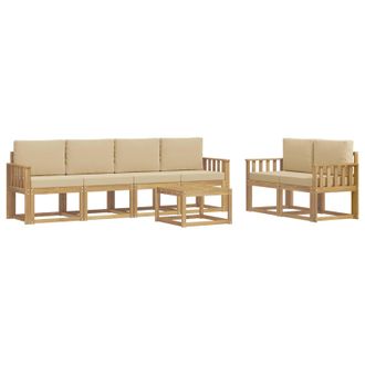 vidaXL Conjunto De Sof&aacute;s De Exterior Con Coj&iacute;n 7 Pcs Y Beige Vidaxl