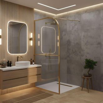 Rea Parete Doccia Fissa Rea Sky 100 Walk-In Brushed Gold