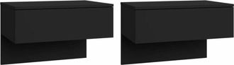 vidaXL Mesitas de noche de pared 2 unidades negras Vidaxl