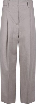 Brunello Cucinelli Broeken, Dames, Beige, XL, Wide Broeken