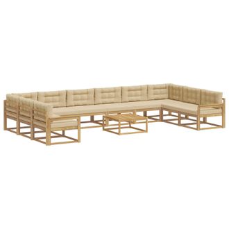 vidaXL Set Di Divani Da Esterno 11 Pz Bianco E Beige Vidaxl