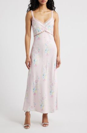 LoveShackFancy Annabeth Abstract Floral Cotton Slipdress in Rosy Trellis at Nordstrom, Size Xx-Small