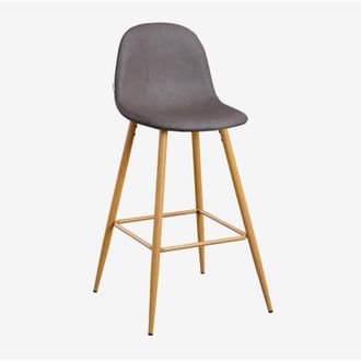 Sklum Sklum - Pack De 2 Taburetes Altos En Polipiel Glamm Gris Antracita Madera Natural