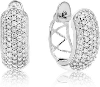 Vir Jewels 1/2 cttw Diamond Hoop Earrings.925 Sterling Silver Composite 108 Stone 1/2 Inch