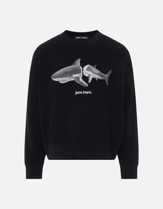 Palm Angels Mens Palm Angels Split Shark Branded Logo Black Sweatshirt - Size: 40