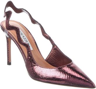 Aquazzura Artiste Sling 85 Snake-Embossed Leather Slingback Pump