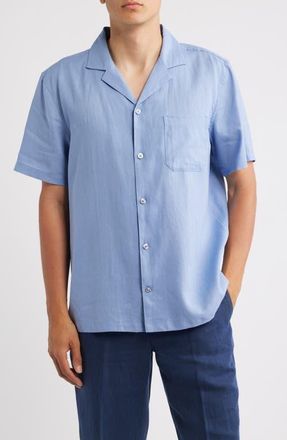 Mack Weldon Relaxed Fit Linen Camp Shirt in Desert Spring at Nordstrom, Size Xx-Large