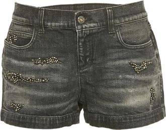 Gucci denim embellished shorts - women - Cotton/Elastane - M - Grey
