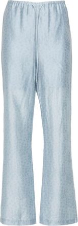 Rodebjer Lunara Broek Wijde Pijpen Volledige Lengte - Dames - Wijde Broeken - Blauw - XS - Broeken