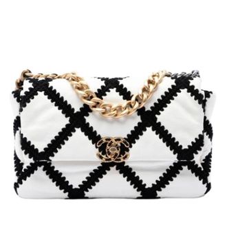 Chanel Pre-owned 19 Flap Bag - Dames - Pre-owned - Wit - Maat: ONE Size Leer