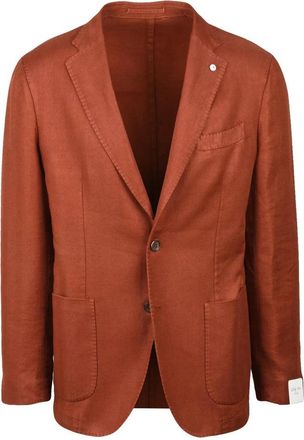 L.B.M. 1911 Slim Fit Blazer Linen Cotton - Rust