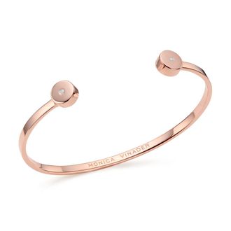 Monica Vinader Rose Gold Linear Solo Diamond Cuff Diamond