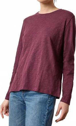 Lilla P Long Sleeve Boyfriend Tee In Merlot
