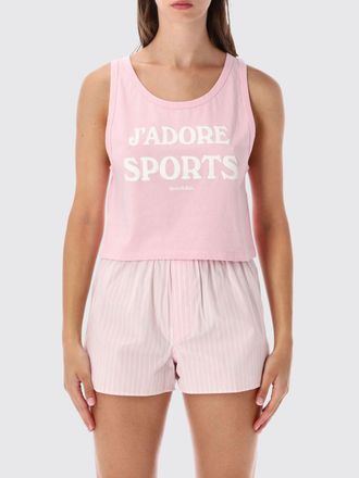 Sporty & Rich Canotta in cotone rosa con scollo a U e stampa slogan