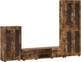 vidaXL TV Cabinet Set with Drawer FLORIN Smoked Oak Engineered Wood vidaXL