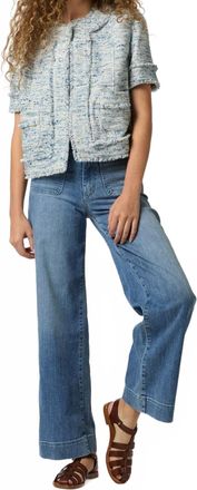 Ann Mashburn Short-Sleeved Chelsea Jacket In Blue Multi Tweed