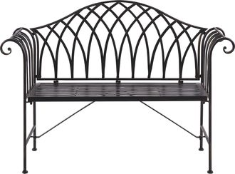 Beliani Beliani - Banco De Jard&iacute;n De Metal Negro 130 Cm 2 Plazas Reposabrazos Vintage Milazzo