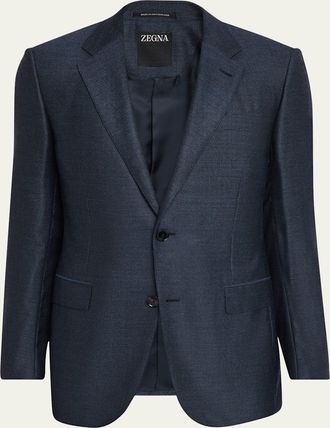 Ermenegildo Zegna Mens Micro-Woven Cashmere and Silk Two-Button Sport Coat