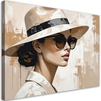 Feeby Impresi&oacute;n De Imagen Mujer Elegante Con Sombrero Y Gafas De Sol 100x70