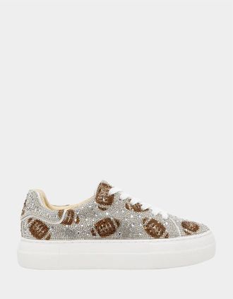 Betsey Johnson Womens Sidny Football Sneakers In Silver