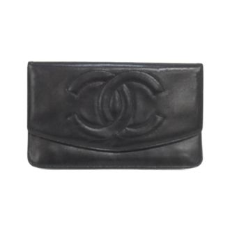 Chanel Black Leather Long Wallet (Bi-Fold) (Pre-Owned)