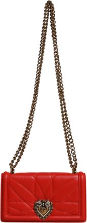 Dolce & Gabbana Red Quilted Devotion Crossbody Chain Phone Cover Womens Bag