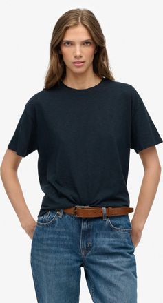 Superdry T-Shirt SUPERDRY STUDIOS CREW TEE, Damen, Gr. XXL, eclipse navy, Single Jersey, Obermaterial: 60% Baumwolle, 40% Lyocell, unifarben, relaxed fit norma