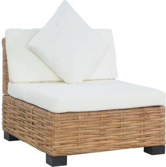 vidaXL Vidaxl - Sofá sin reposabrazos con cojines ratán natural
