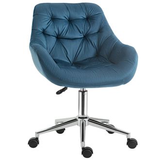 Vinsetto Velvet Home Office Chair Desk Chair with Adjustable Height - Blue | TJ Hughes