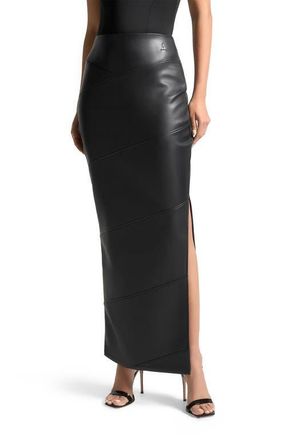 Mani&egrave;re De Voir Daisy Leather Midaxi Skirt in Black at Nordstrom, Size 6