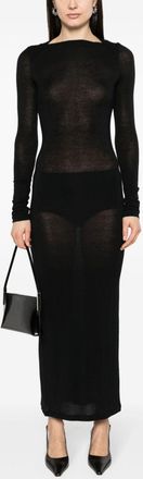 Saint Laurent Wollen Mix Lange Pencil Jurk