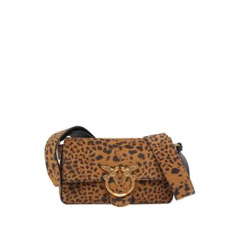 Pinko Love One Slouchy Mini - Dames - Schoudertassen - Bruin - ONE Size - Leer - Tassen