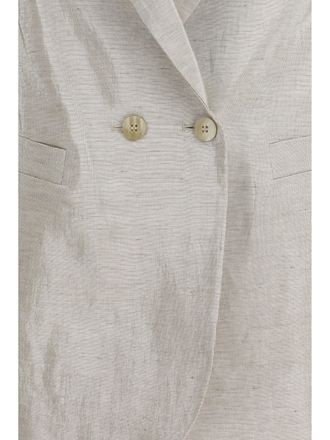 Forte_Forte Womens Double-Breasted Jacket Linen Lurex Lustrous Cotton