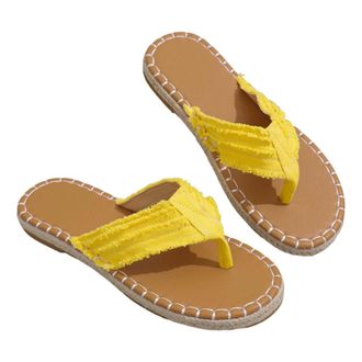 Generic Womens Flip Flops Roman Sandals Womens Beach Thong Slippers Hollow Casual Clip Toe Slippers Flat Shoes Sandals College Shoes, yellow, 8.5 UK