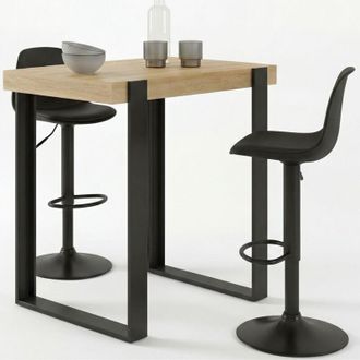 IDMarket Tavolo da bar PHOENIX in legno e nero e 2 sgabelli KARL neri con gambe nere