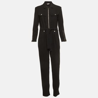 Maje Black Crepe Zip Front Jumpsuit