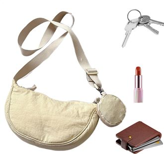 Generic Shoulder bag, small bag, casual, stylish shoulder bag for men and women, shaped nylon purse, adjustable, compact storage for travel, dates and work, W