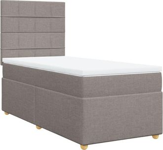 vidaXL Vidaxl - Cama Box Spring Con Colch&oacute;n Tela Gris Taupe 100x200 Cm