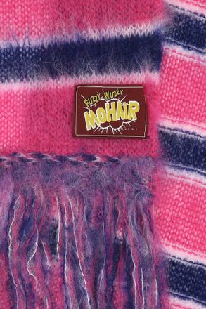Marni Mens Striped Mohair Blend Scarf Pink Nylon Wool