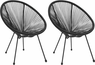 vidaXL Sillas De Jard&iacute;n Moon 2 Unidades Rat&aacute;n Negro Vidaxl